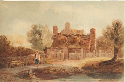 Country Scene - House by a Pond by David Cox